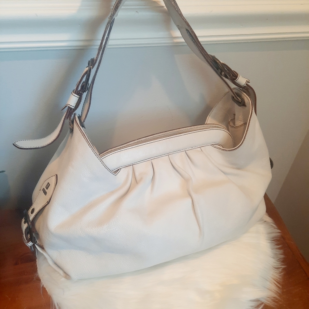 Vintage Fendi Borsa White Leather Hobo Bag